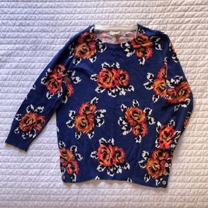 Bright Graphic Floral 3/4 Sleeve Sweater